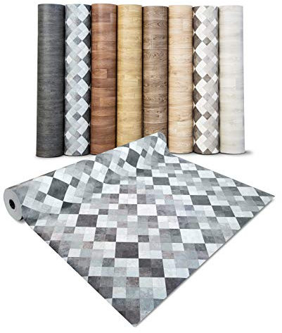 casa pura Rivestimento pavimento in PVC Pellicola in vinile per mobili e pavimenti, effetto mosaico pavimento in PVC rotolo antiscivolo (ispetto Mosaico grigio 100 x 100 cm)
