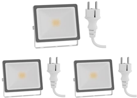 ledscom.de 3x LED Gartenstrahler FLIN für außen, IP66, Stecker, 11,5 W, 837lm, warmweiß