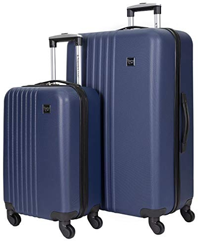 Travelers Club 20 tum eller 2 delar set Cosmo bagageuppsättning, marinblå, 2-Piece Set (20/28), Cosmo Hardside Spinner Bagage