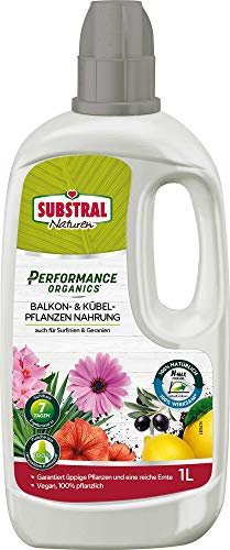 Substral Naturen Performance Organics Balkon- & Kübelpflanzen Nahrung, Bio Spezial-Flüssigdünger mit N-Max Formel, 1 L