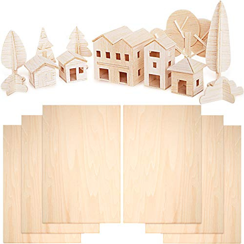 Blulu 6 Stücke Balsa Holz Platten Dünne Linde Platten Für DIY Handwerk Mini Haus Flugzeug Modell - Hobby Sperrholz (300 x 200 x 1, 5 Mm)