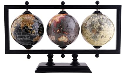 Rely+ Set of 3 4'' Earth Globe for Desk Elegant Office Decor World Globe Sturdy Metal Stand (NOT PLASTIC!) - Rotating Desktop Globes For Geographic Home Table Gift for Adult Decorative Book Shelf