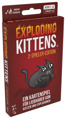 Exploding Kittens, Exploding Kittens 2-Spieler-Edition, Grundspiel, Partyspiel, Kartenspiel, 2 Spieler, Ab 7+ Jahren, 10+ Minuten, Deutsch