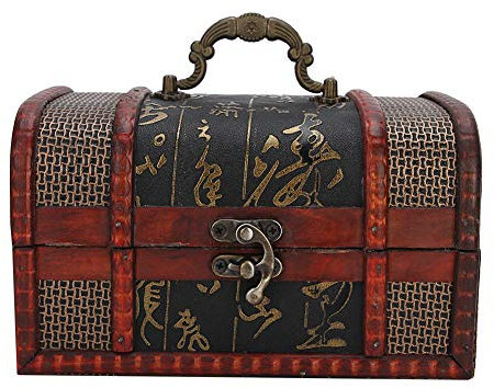 Caja de Madera Cofre del Tesoro,Cofre del Tesoro de Madera Decorativo Vintage, Cofre del Tesoro Oriental de Estilo Chino, Cofre del Tesoro Retro, Cofre Pirata, Caja de Madera de Juguete (#1 klein)