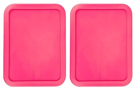 Replacement Lids for Pyrex 11-Cup Glass Food Storage Container Bowls, (9.75 x 8-Inch) Plastic Rectangle Lids Covers fits Pyrex 7212-PC, Airtight & Leakproof (2-Pack, Fuchsia)