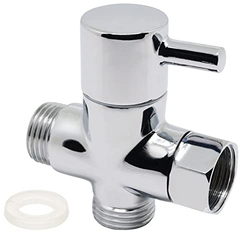 SWZHAI Valvola deviatore per doccia in ottone G1/2, valvola deviatore per braccio doccia a 3 vie, parte di ricambio per soffione doccia portatile e soffione fisso (cromato, confezione da 1)