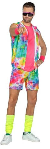 WILBERS & WILBERS 5931 - Aerobic-Fitness-Outfit für Herren, dreiteilig, Neonfarben, Kostüm Karneval