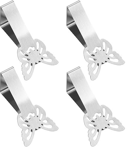 4 Stück Tischdeckenklammern Edelstahl Tischtuchklammern Tischklammern Tischdeckenhalter Klammern Tischdecke Outdoor Table Cloth Clip für Haus Hochzeit Festival Party Tischplatten