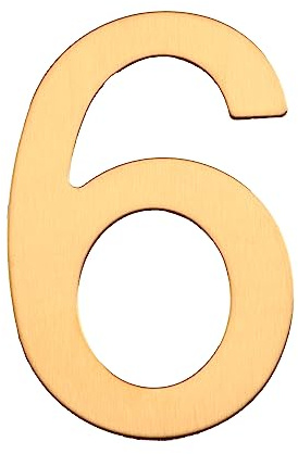Numéro de boite aux lettres, Chiffre de rue, Maison en Acier Inoxydable Doré - Adhésif Autocollant fort - 76 mm - 6 - Six
