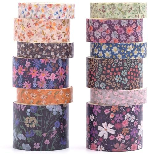 KAVI' S 12 Rollen Washi Tape Set Klebeband Papier Dekorativ Masking Tape Klebeband Bunt für Scrapbooking Handwerk Handwerk (Forested Islet)