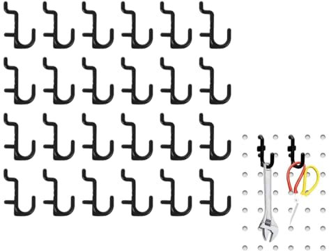 ULTECHNOVO 40 Uds Ganchos Para Panel Perforado De Plástico Gancho Para Colgar Herramientas En Garaje Y Taller Accesorios De Almacenamiento Para Organización De Pared