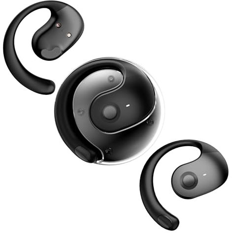Open Ear Headphones Wireless Ear Hanging Bluetooth Headset Open Ear Earbuds Wireless Bone Air Conduction Conducting Headphones Bluetooth Bone Air Conduction Earbuds Earphones Black