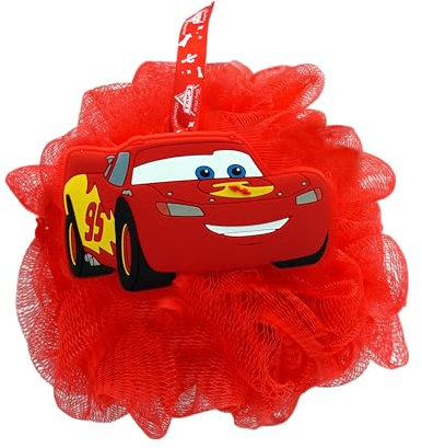 DISNEY PIXAR - Cars Flor de Ducha de Silicona 3D - Esponja Corporal Infantil - Limpieza Espumosa Suave - Masaje Exfoliante - Entrenamiento en Higiene - Accesorio de Baño Divertido