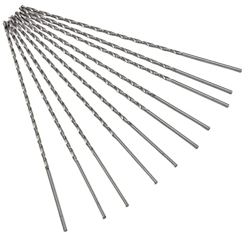 KIMISS 10 Pezzi Extra Lunghi, 10 Punte Perforazione HSS, Trapano Veloce, Codolo Dritto, Precisione, Durezza, Stabile, per Ferro, Alluminio, Rame, 3x200 Mm