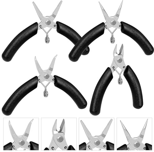 Rustark 4 Stück 3D Metall Modell Werkzeuge Metall Puzzle Werkzeug Set Modellbauwerkzeuge Hobby Werkzeug Sets Mini Flat Nase Zabrier Nipper Tool mit Komfortgriff für DIY 3D Metall Puzzle Modell