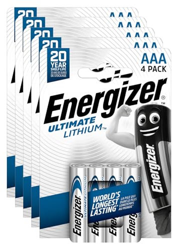 20 pilas Energizer de litio AAA – Pilas de larga duración para cámaras de fotos y relojes y linternas