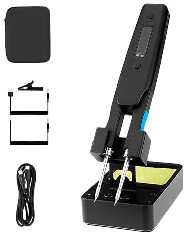 SQRC HT140 2-IN-1 Heißpinzetten-Lötkolben-Set, 140W tragbarer Lötkolben, 122℉-932℉, 3 voreingestellte Temperaturen, PD/QC/DC-Stromversorgung, Entlöt-Reparaturwerkzeug für SMD