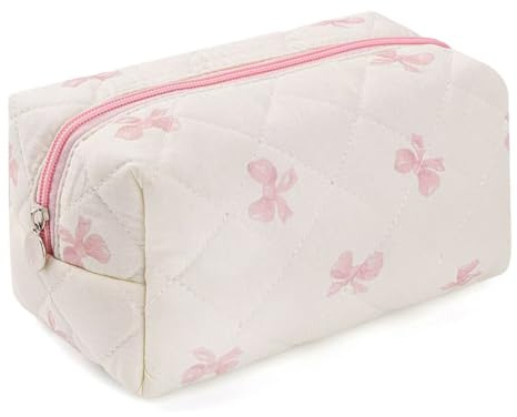 MZLUWM Floral Makeup Bag,Floral Quilted Make Up Bag,Large Cosmetic Bag,Fashionable Travel Makeup Pouch, Cute Portable Storage Bag,Puffy Coquette Makeup Bag, Attractive Quilted Pouch