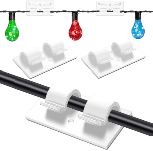 Fenxyo Outdoor Lights Haken Klebstoff mit Upgraded Sticky Pad, Aufbewahrungsbox, 18 Stück starke wasserdichte Selbsthaftung Kabelclips für Outdoors String Lights Schreibtisch Wand Home Office