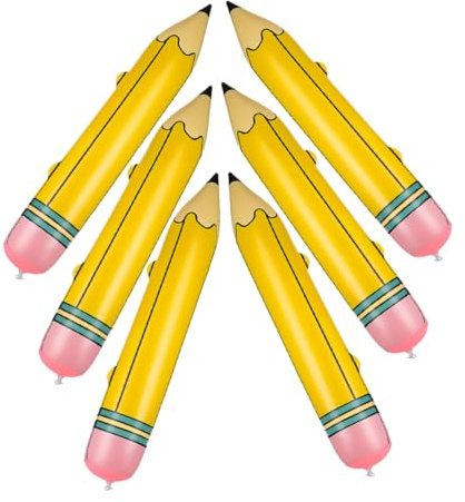 TOPPERFUN 6 Piezas Globos de Lápiz Inflables Decorativos Fiestas de Cumpleaños Gigantes de Lápiz Decoración Escolar y Cumpleaños Resistente