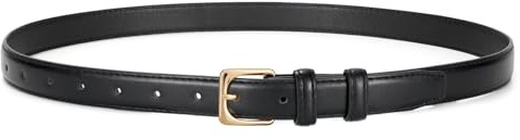 LEACOOLKEY Damen Leder Gürtel für Hosen Jeans,Mode Damen Schwarz Gürtel mit Goldener Schnalle,Weiß/Beige/Braun/Kaffee