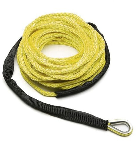 Eslinga Emergencia Cable de cuerda de cabrestante sintético para coche, cabrestante sintético de 7mm x 15m, 9300lbs, 12 hebras, accesorios para exteriores, ATV, UTV Grillete Proa(7mm15m yellow)