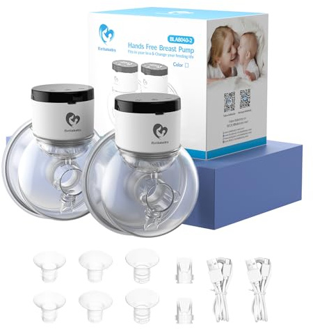 Bellababy Tiralatte Elettrico Indossabile Mani Libere, Display LCD Touchscreen, 4 Modalità e 9 Livelli, Flange da 24 mm, Inserto da 17mm, 19mm e 21mm, 2 Pezzi