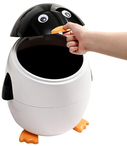 Penguin Trash Can - Black And White Garbage Bin For Under Tables | Multipurpose And Decorative Penguin Trash Bin Desk Garbage Animal Shaped Can Wastebasket Portable For Car Home Bedroom