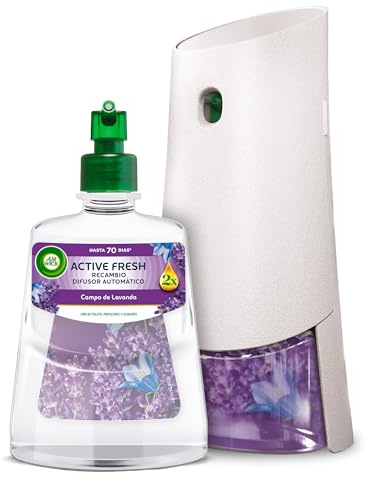 Air Wick Active Fresh Spray Automático Sin Aerosol - ambientador hogar neutralizador de olores con fragancia a Lavanda, 2 veces más aceites esenciales - Aparato difusor automático más recambio