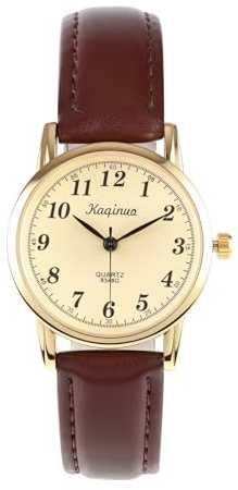 JSDDE Klassische Armbanduhr für Damen Lederarmband Damenuhr Vintage Armbanduhr Analoges Quarzwerk Uhr Kleideruhr