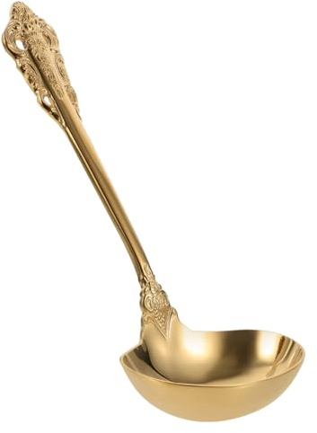 TOGEVAL Stainless Steel Soup Ladle Gold Elegant Kitchen Serving Spoon Practical Rustproof Cooking Tool Comfortable Grip for Home Restaurant