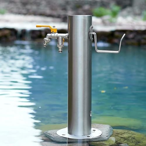 Générique Fontaine d'extérieur en Acier Inoxydable avec Robinet – Fontaine décorative Verticale autoportante pour patios, Cours et Jardins