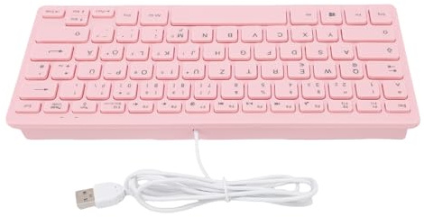 Ausla Kabelgebundene Tastatur, ABS-USB-Computertastatur mit 78 Tasten, Leises Tippen mit Geringem Federweg, Slip-Pads, Kompaktes Rosafarbenes Design für PC-Laptop-Arbeitsspiele (deutsche Version)