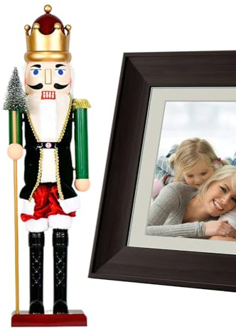 Muñeca cascanueces iluminada - Figura de soldado de 40 cm, acento musical festivo, decoración navideña iluminada | Decoración tradicional para armario, mesa, entrada, W