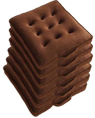 GPDNBIEU, Cojín Grueso for El Piso, Tela De Lana Cristal, Cómoda, Suave Y Antideslizante, Almohadillas for Sillas for Asientos En for Suministros for Hogar Aula,Color:Gris(Coffee,40x40cm(6pcs))