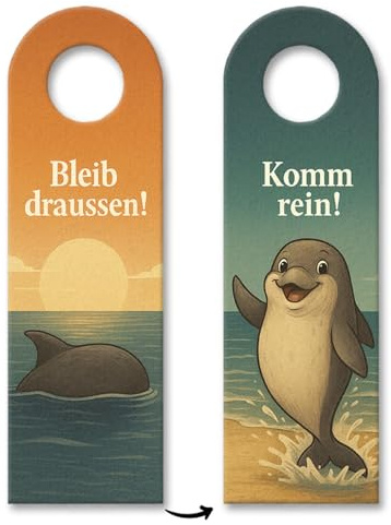 Delphin Komm rein Bleib draußen Türhänger Maritim Dekoratives Maritim-Schild mit Spruch für Tür