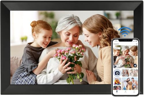 ANNA BELLA Cadre Photo numérique WiFi de 15,6 Pouces avec écran Tactile HD IPS 1920 x 1080, Stockage de 32 Go, Rotation Automatique, Montage Mural, Partage Facile pour Photos et vidéos, pour la
