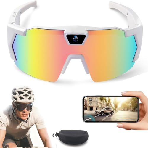 Adius 4K HD Baseball Glasses with Camera, Occhiali 4k Baseball con Telecamera, Memoria da 64 GB, Supporto Foto/Video, Sport d'azione per Ciclismo ed Escursionismo (Colorful-A)
