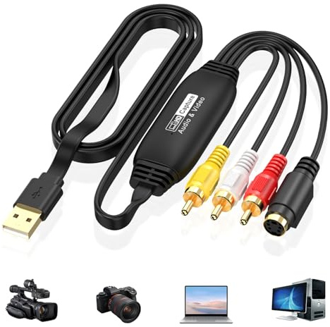 VHS to Digital Converter USB 2.0 Capture Card 1080P Video Capture Device Convert für VHS AV RCA Adapter VCR DVD to Digital Adapter USB Video Grabber Video Capture Karte kompatibel Windows Mac OS