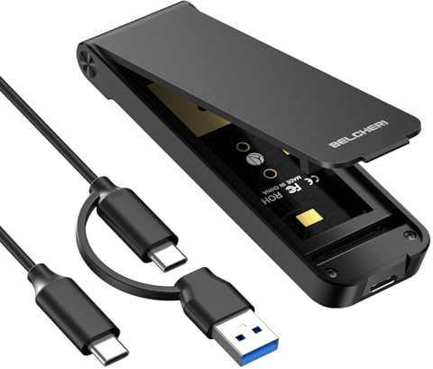 BELCHERI M.2 NVMe SSD Gehäuse, USB 3.2 Gen 2 10Gbps Adapter, Sandwich-Stil Design, Werkzeuglose Installation, Unterstützt UASP & Trim, Nicht kompatibel mit M.2 SATA SSD