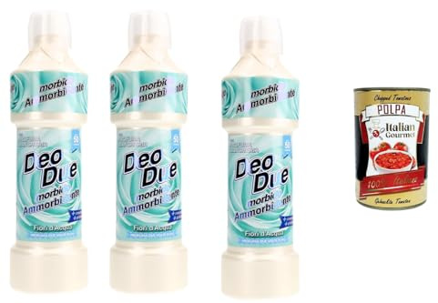 Italian Gourmet Deo Due Morbido Ammorbidente Weichspüler Konzentrat 3 x 1L | Fiori d’Acqua per bucato soffice; Wasserblumen-Duft, extra weiche Wäsche, Gesamtnettogewicht 3 L + Kostenlos Polpa 400g