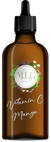 Vitamin C Tropfen 100 ml, Vitamin C flüssig mit Mango-Geschmack | 5000 mg Konzentrat Ascorbinsäure ohne Zucker für Kinder & Erwachsene – Natürliches Vitamin C Aroma – Vit C Hochdosiert