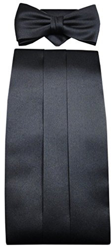 TigerTie Kummerbund Einstecktuch Fliege 3-teilig Farbe Schwarz - Schärpe Leibbinde