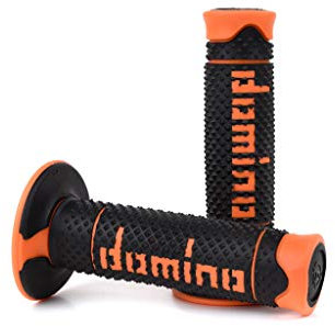 Domino - Paire de poignées souples pour moto, noir orange