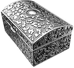 Brillibrum Design Schmuckkästchen versilbert Antikes Muster Schmuckdose anlaufgeschützt Ring-Etui mittlere Größe