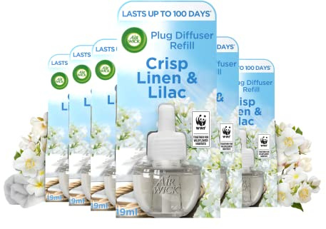 Air Wick |Crisp Linen & Lilac |Plug in Air Freshener Refill |19ml| Pack of 6