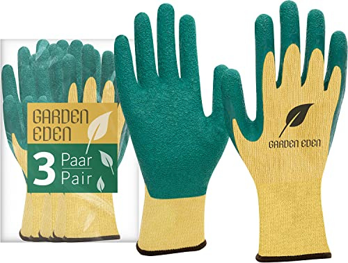 ACE Garden Eden Guanti da giardinaggio (3 paia) per uomini e donne, per lavori intensivi, antiscivolo, morbidi, multiuso, per piantagione, potatura, strappo, diserbo, fai da te EN 388, S