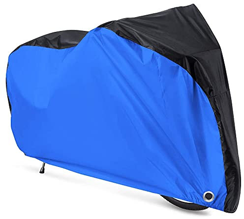 YTBUBOR Waterproof XL Bicycle Cover, Outside Bikes Storage Covers Rain Sun UV Dust Wind Proof Mountain Bicycle Covers Road Electric Bike Cover Hybrid Bike Cover, Black & Blue