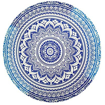 Serviette de Plage Ronde Boho Couverture de Plage Mandala Tapis de Yoga Rond Nappe en Tissu de méditation Pique-Nique Tapis Fait à la Main, 150 * 150 CM