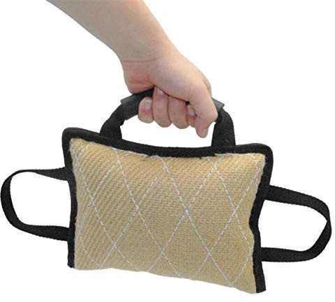 Ruiqas Durevole Cuscino per Morso di Cane con 3 Manici in Nylon,Cane Sicuro Formazione Toy Tug Manicotto da Addestramento per Cane Giocattolo Interattivo per Le Medie E Grandi Cani